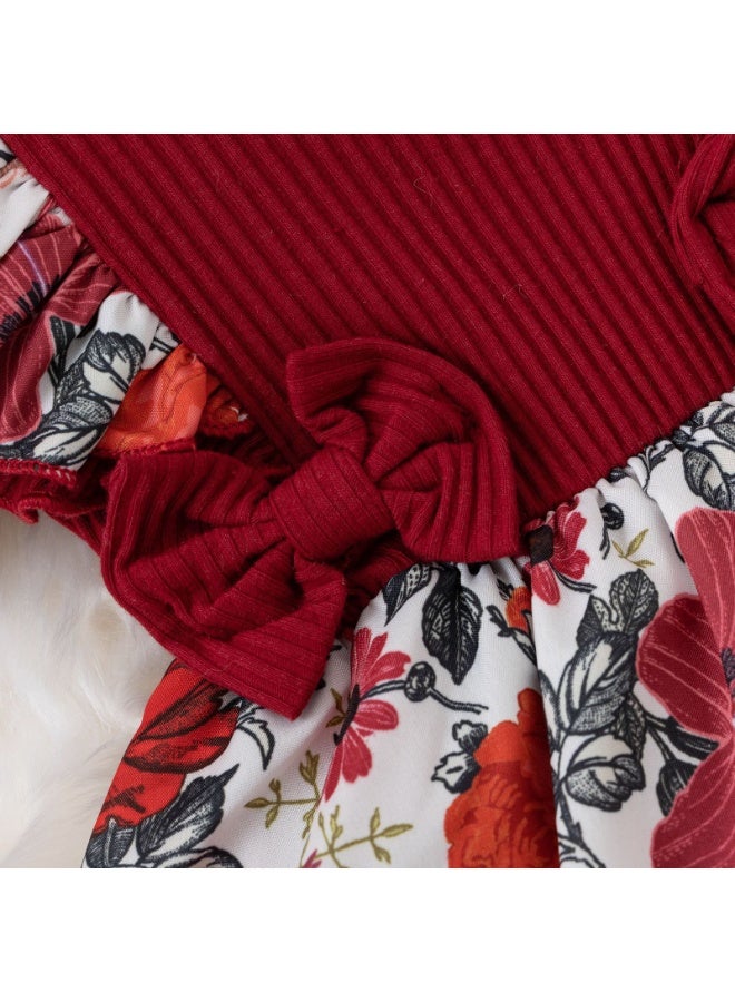 فستان رومبير مزهر مع عصابة رأس لحديثة الولادة - Image 4